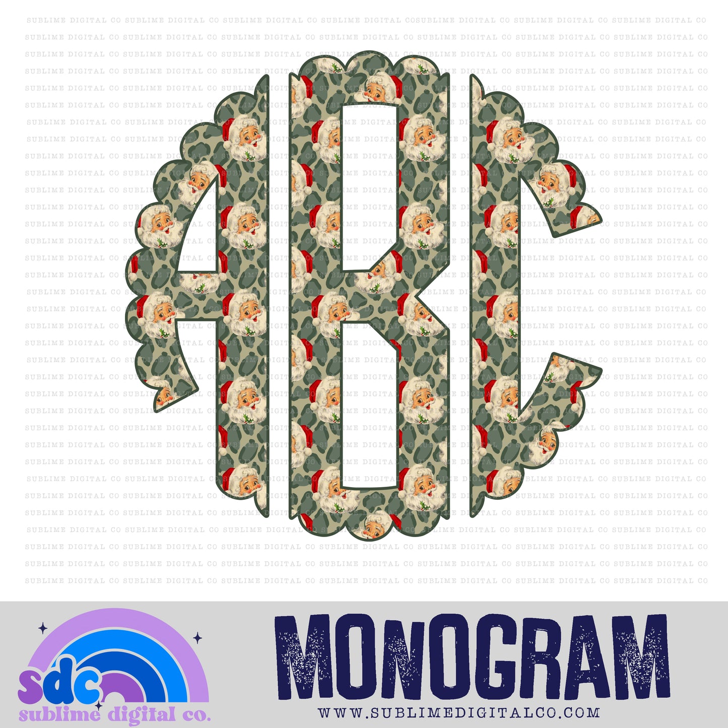 Leopard Santa Monogram | 26 PNG Files | Digital Download