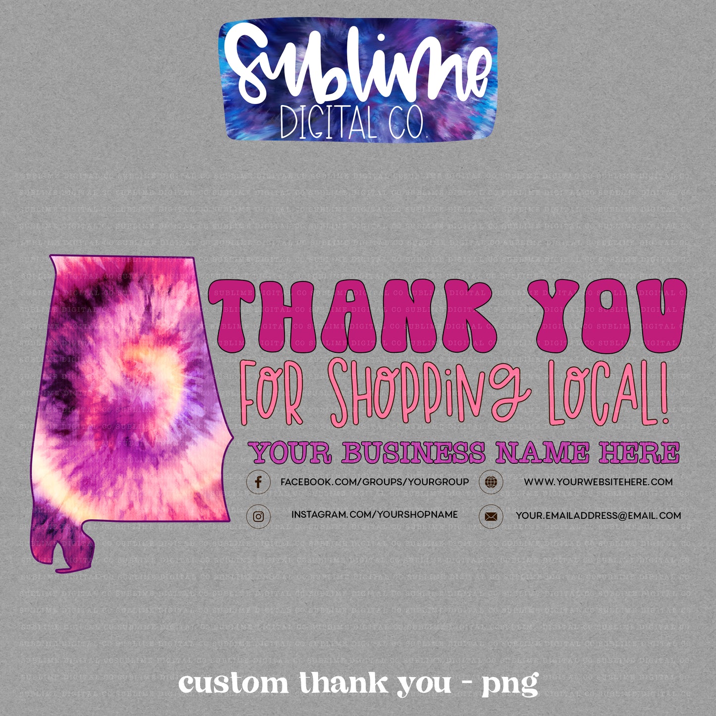 Pink & Purple Tie Dye • Shop Local • Custom Thank You • Custom Digital Designs