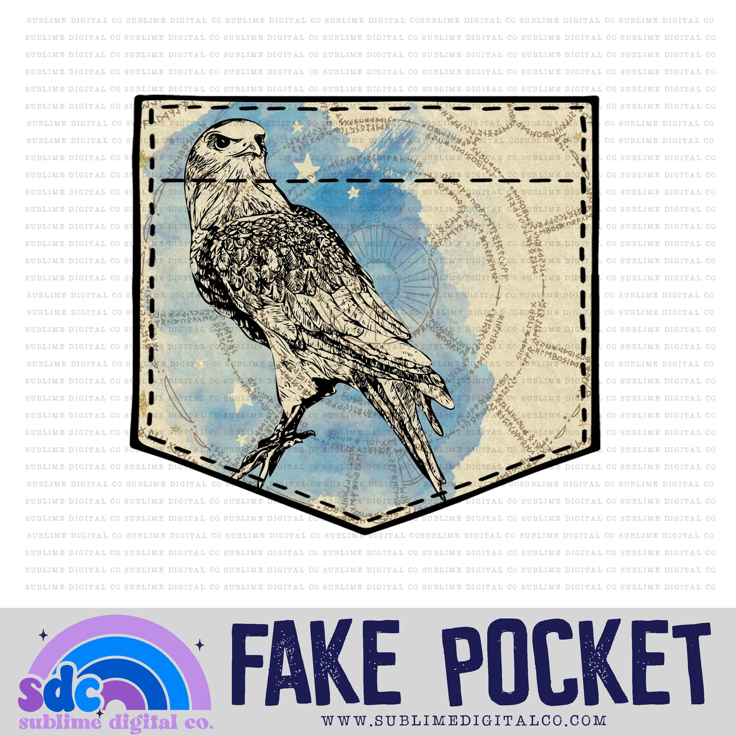 Blue House • Fake Pocket • Wizards • Instant Download • Sublimation Design