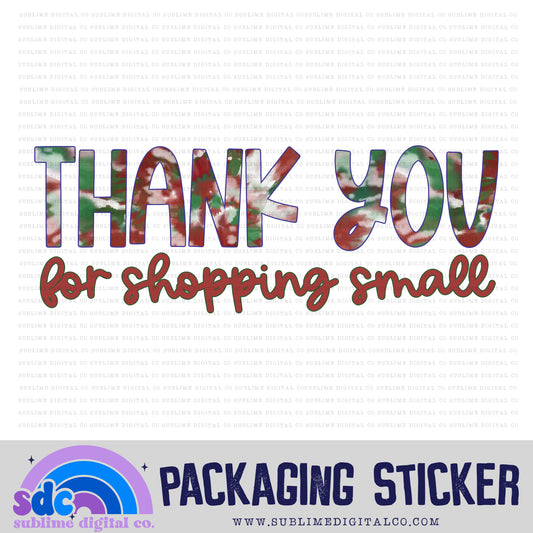 Thank You For Shopping Small - Christmas Tie Dye | Small Business Stickers | Digital Download | PNG File