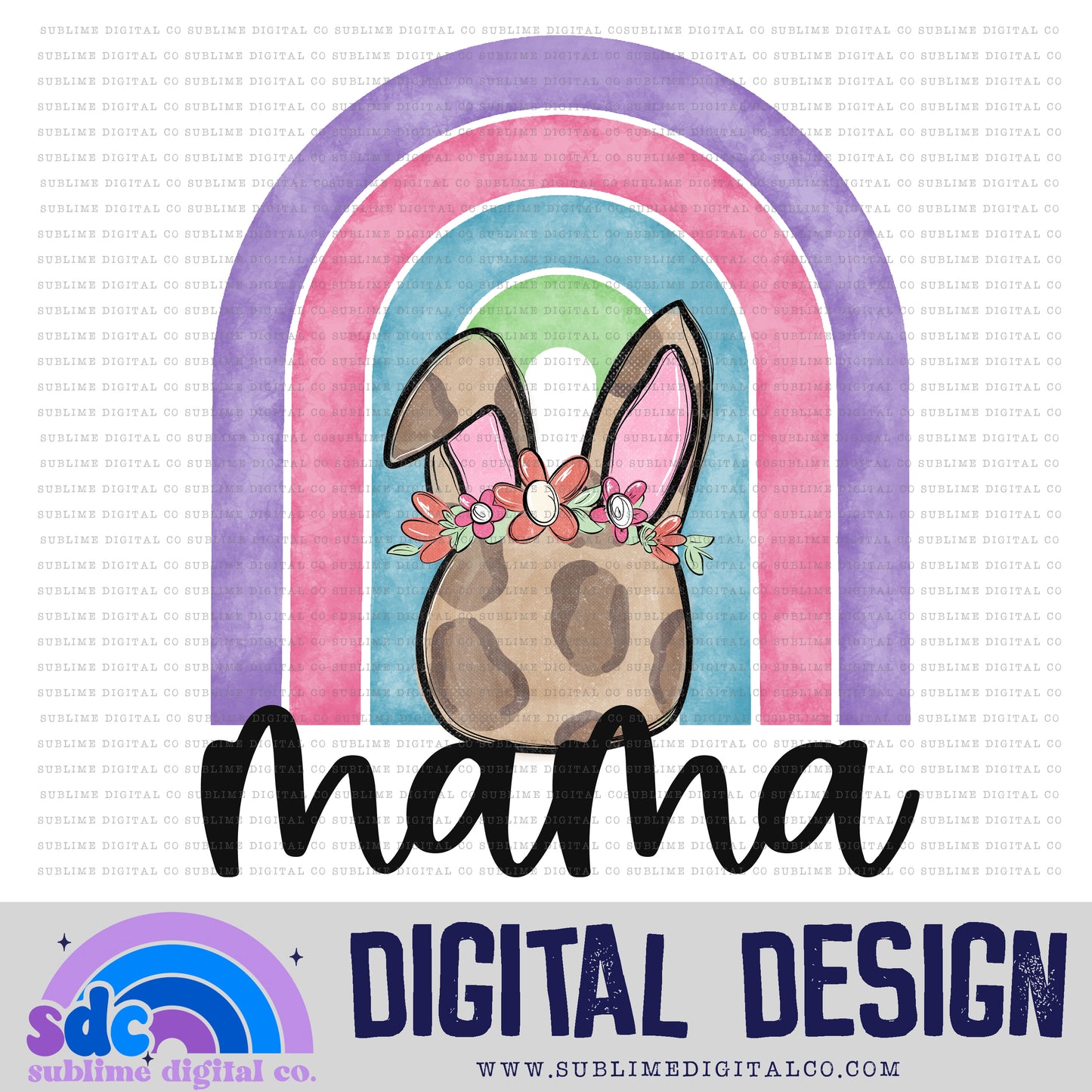 Mama Leopard Bunny Rainbow • Easter • Instant Download • Sublimation Design