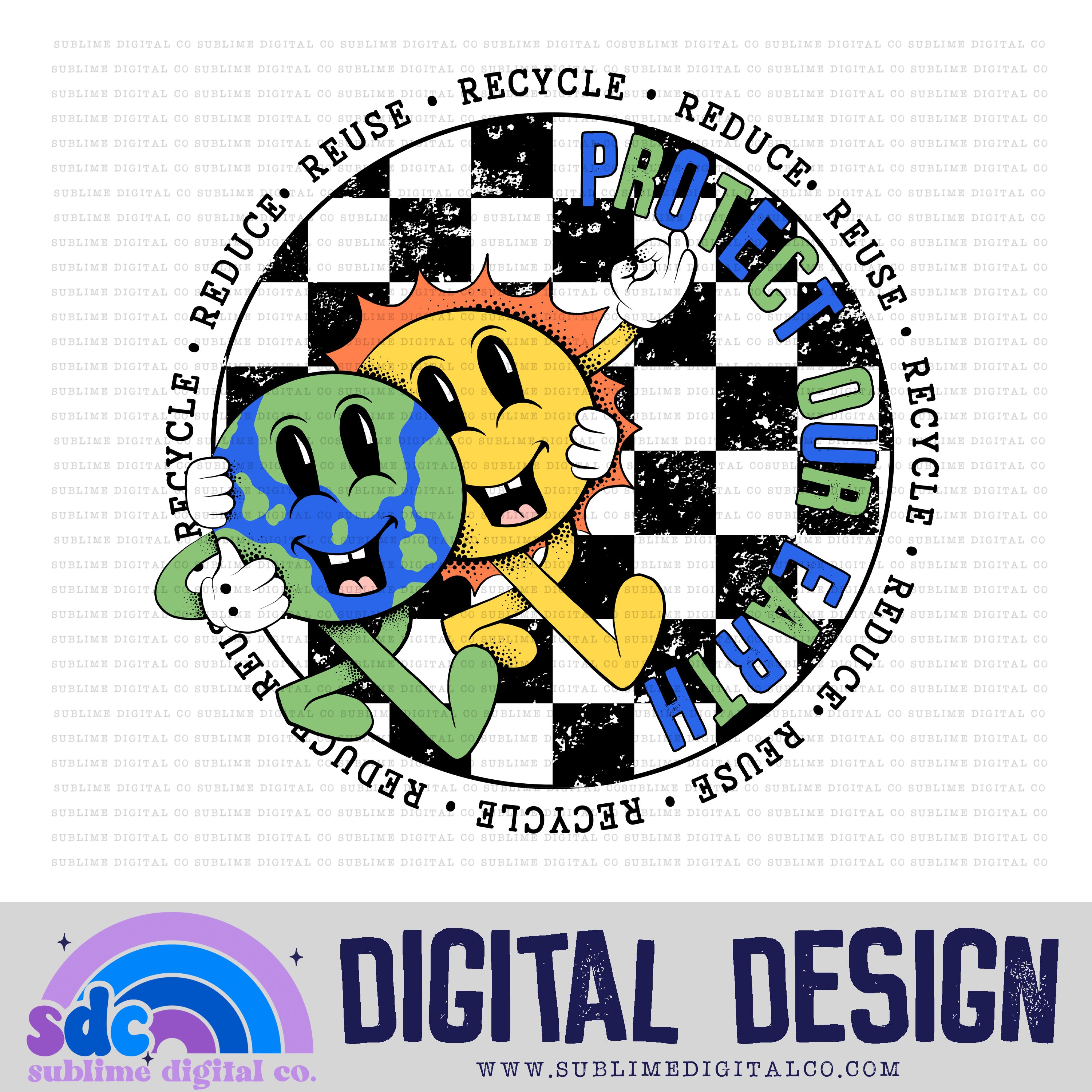 Reduce, Reuse, Recycle • Retro Characters • Instant Download • Sublima ...