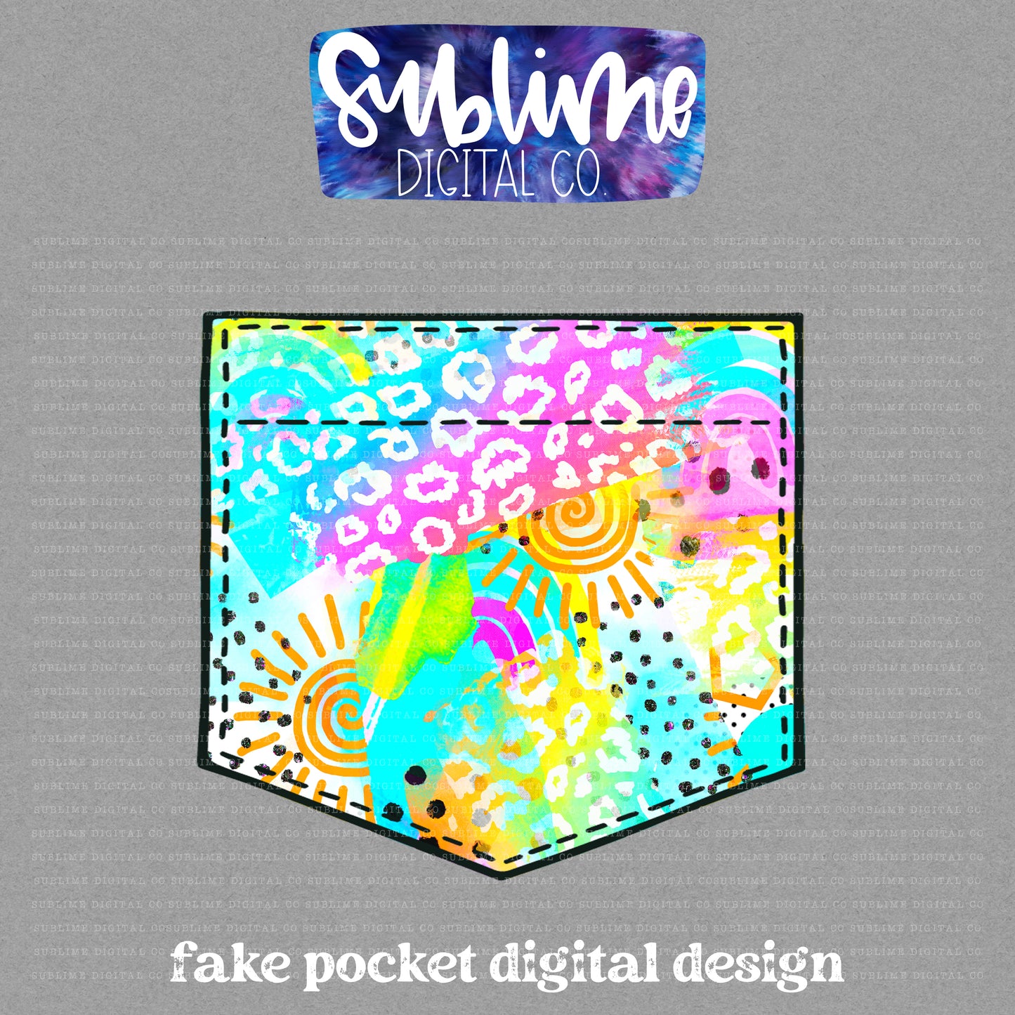 Rainbow Abstract • Fake Pocket • Instant Download • Sublimation Design