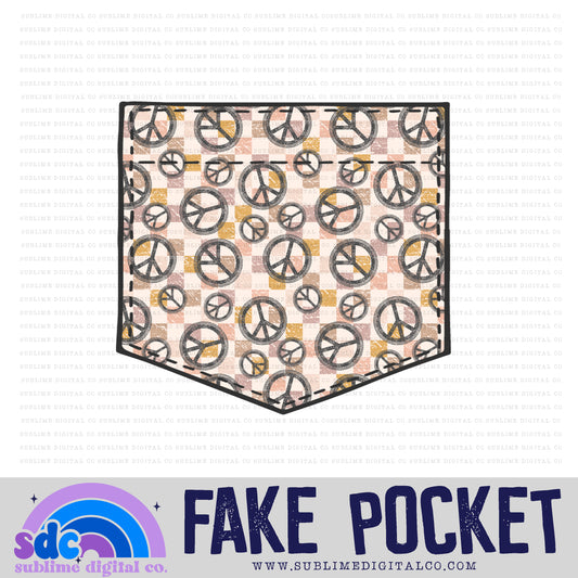Peaceh Checkerboard • Fake Pocket • Instant Download • Sublimation Design