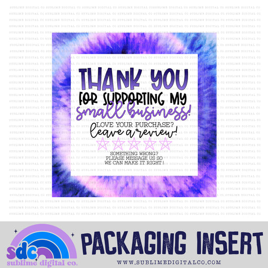 Purple Tie Dye Thank You • Leave A Review • Packaging Insert • Instant Download