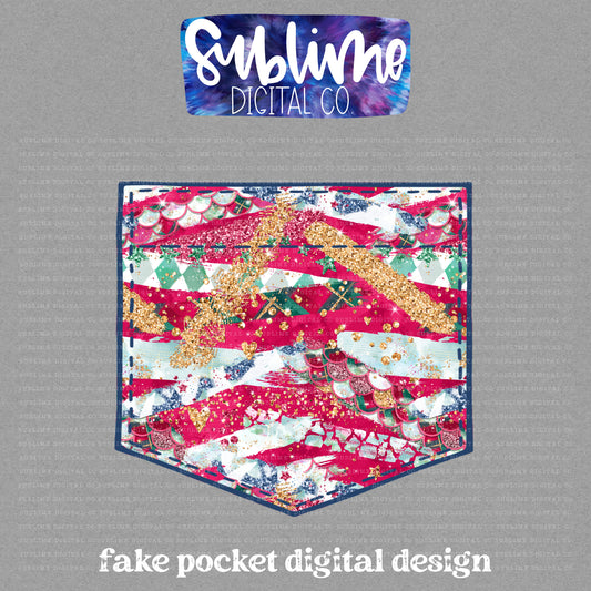 Christmas Brushstrokes • Fake Pocket • Instant Download • Sublimation Design