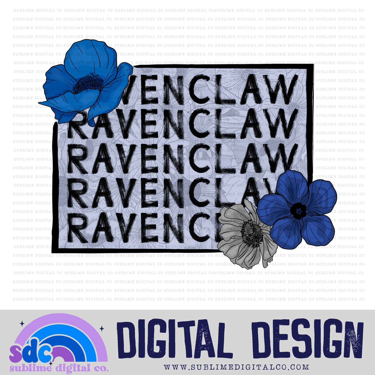 Blue House Floral Frame • Wizards • Instant Download • Sublimation Design