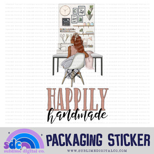 Happily Handmade - Sewing Desk - 1 | Small Business Stickers | Digital Download | PNG File