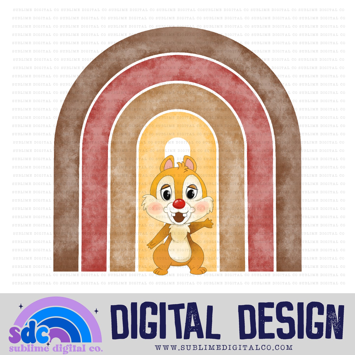 Golden Chipmunk Rainbow • Clubhouse • Instant Download • Sublimation Design