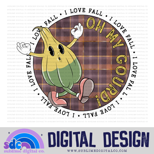 Oh My Gourd! (Plaid) • Fall/Autumn • Retro Characters • Instant Download • Sublimation Design