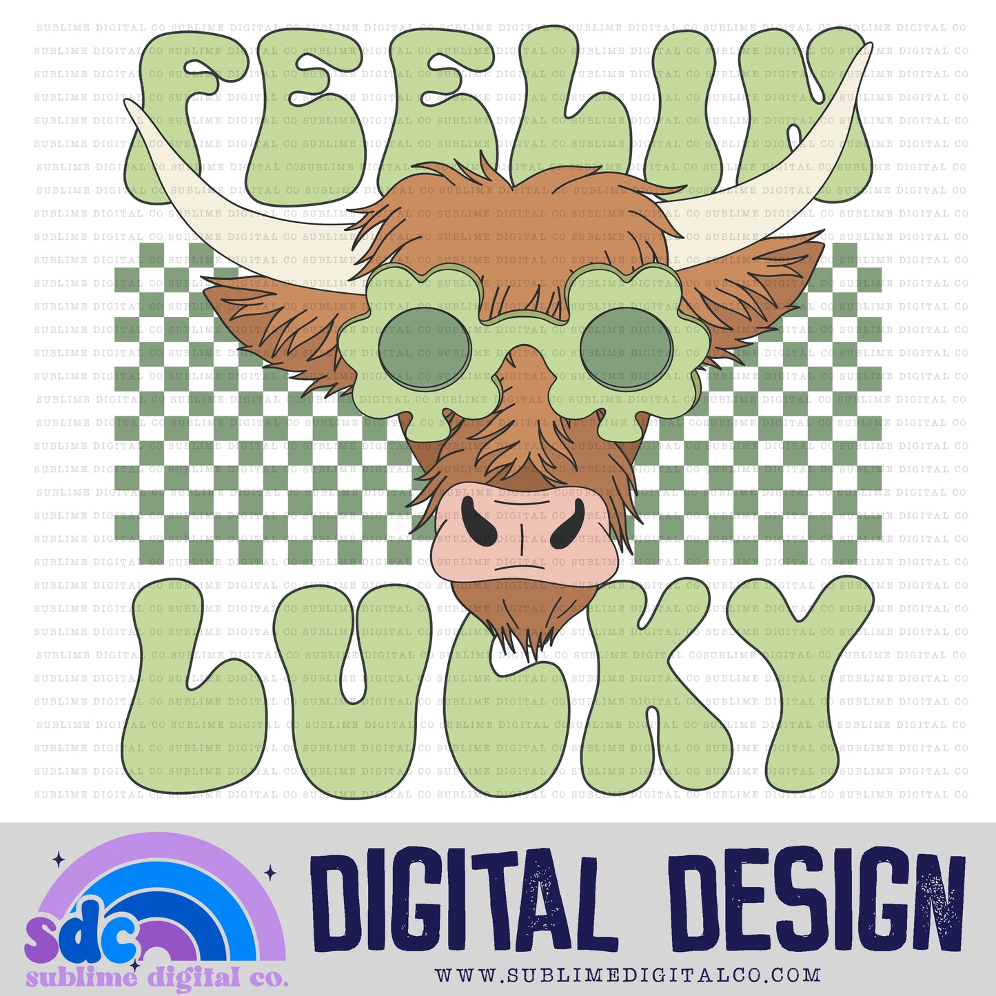 Feelin Lucky - Cow | St Patrick's Day | Sublimation Design | Instant Download | PNG File