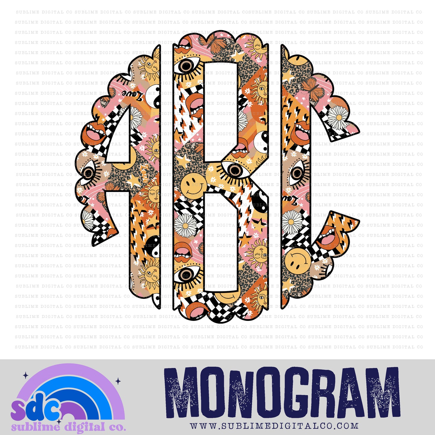 Orange Aesthetic Monogram | 26 PNG Files | Digital Download