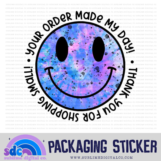 Smiley - Mermaid Tie Dye | Print + Cut | Small Business Stickers | Digital Download | PNG File