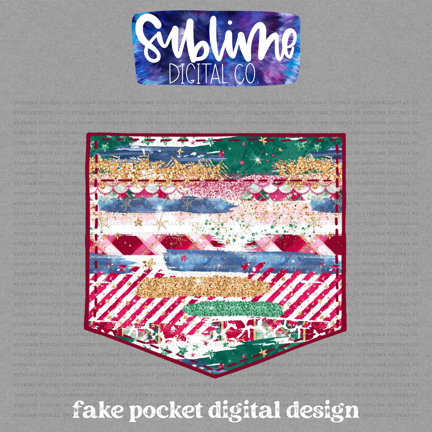 Christmas Brushstrokes 2 • Fake Pocket • Instant Download • Sublimation Design