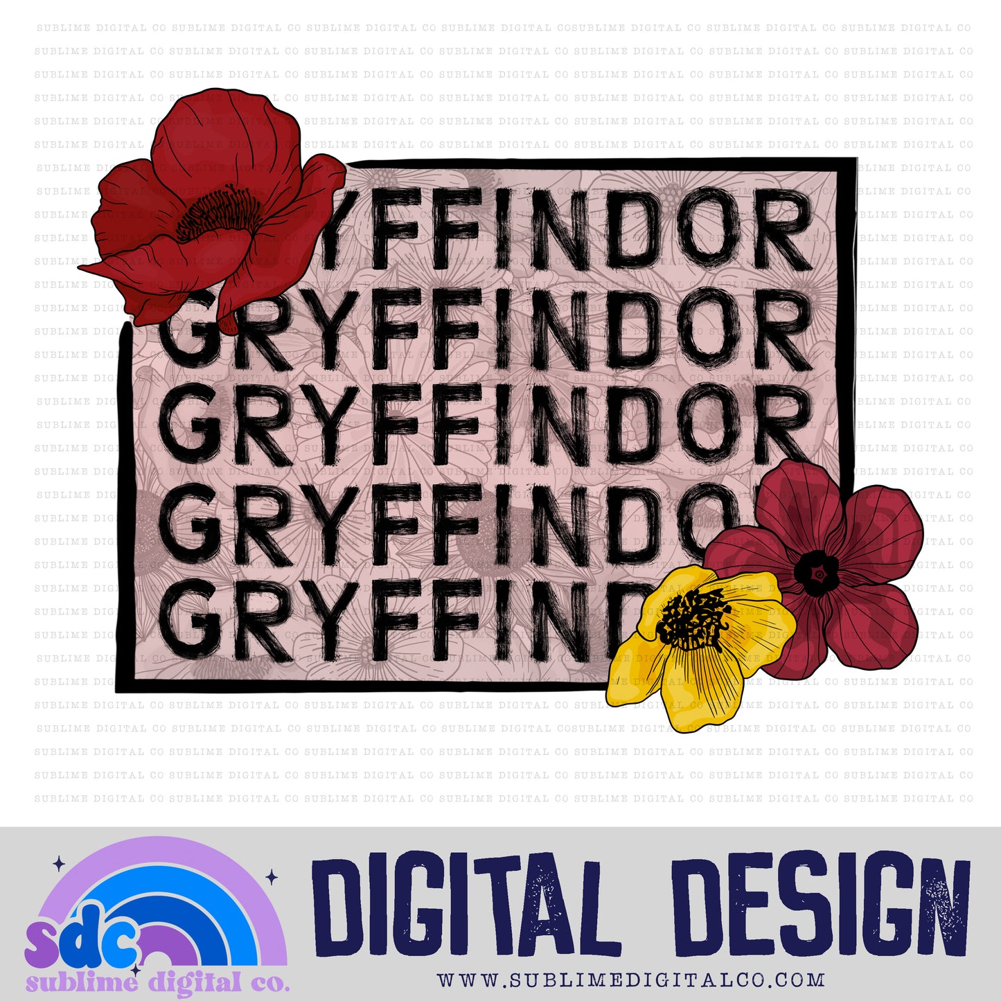 Red House Floral Frame • Wizards • Instant Download • Sublimation Design