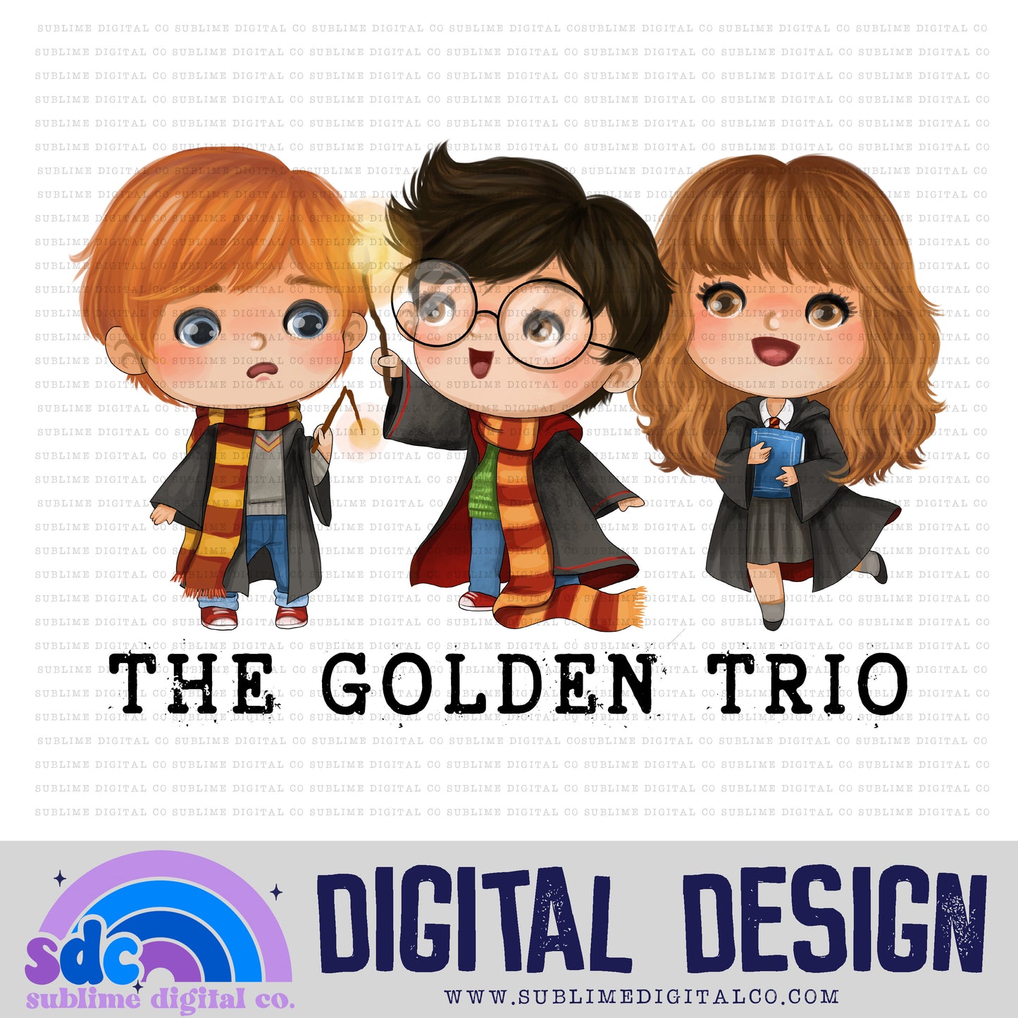 Golden Trio • Wizards • Instant Download • Sublimation Design
