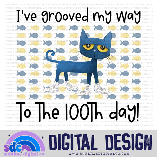 100th Day • Blue Cat • Instant Download • Sublimation Design