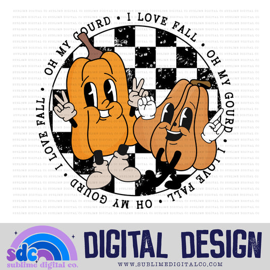 Oh My Gourd - I Love Fall • Fall/Autumn • Retro Characters • Instant Download • Sublimation Design