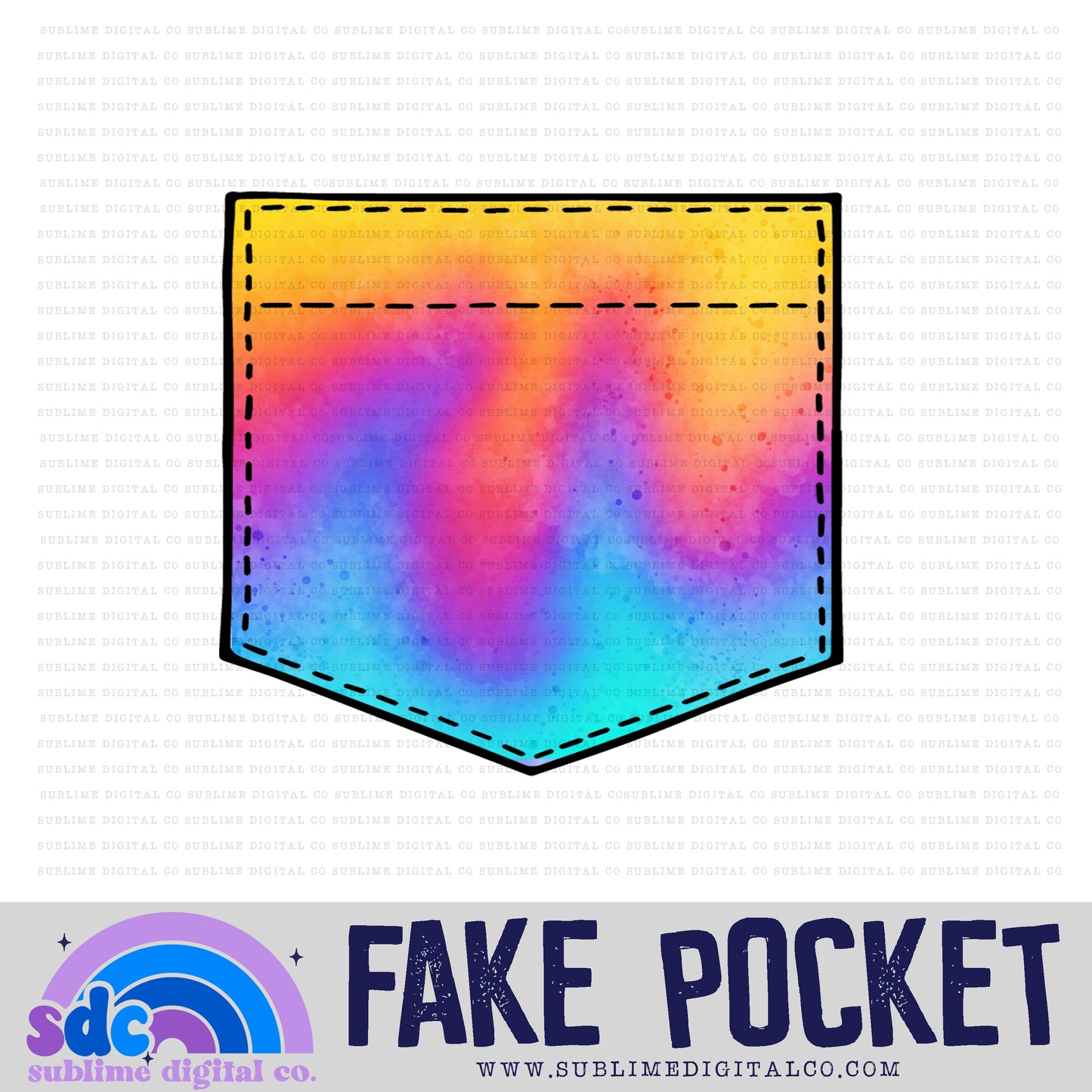 Orange Pink Blue Ombre • Fake Pocket • Instant Download • Sublimation Design