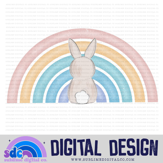 Pastel Easter Bunny • Rainbows • Instant Download • Sublimation Design