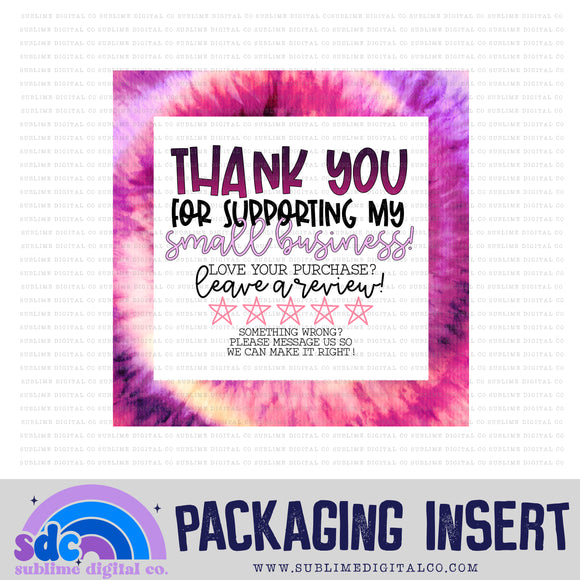 Pink & Purple Tie Dye Thank You • Leave A Review • Packaging Insert • Instant Download