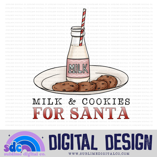 Milk & Cookies for Santa | Christmas | Sublimation Design | Instant Download | PNG File