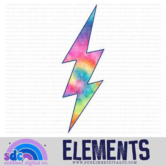 Pastel Rainbow Tie Dye • Lightening Bolt • Elements • Digital Design • Instant Download • Sublimation