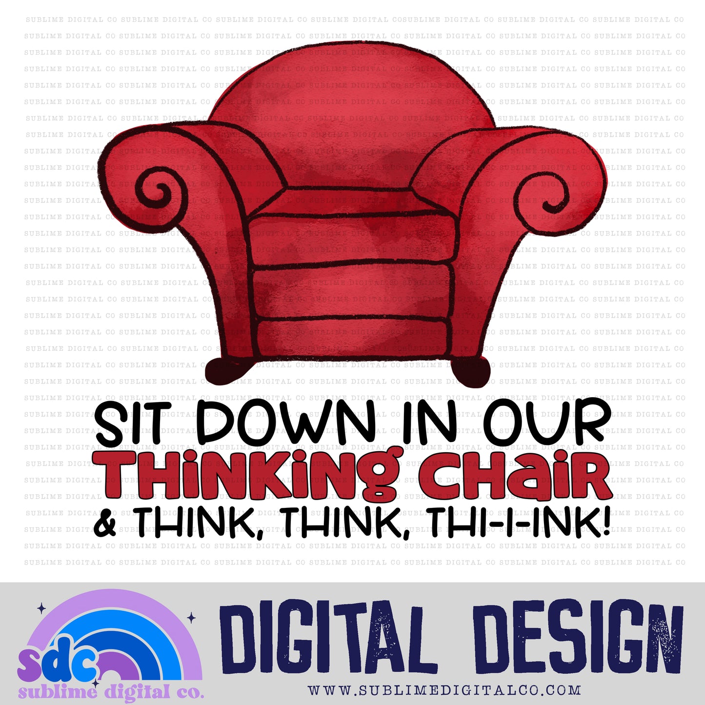 Thinking Chair • Blue Puppy • Instant Download • Sublimation Design