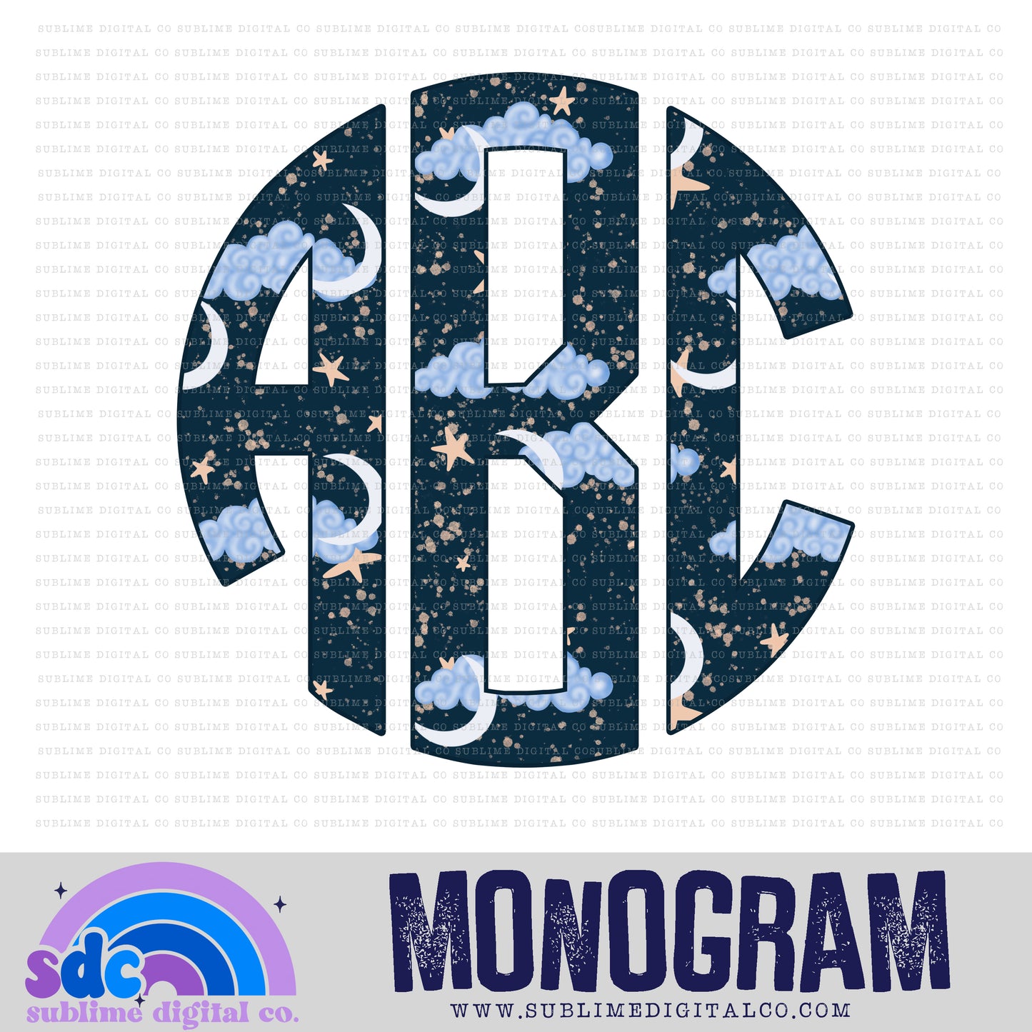 Night Sky Monogram | 26 PNG Files | Digital Download
