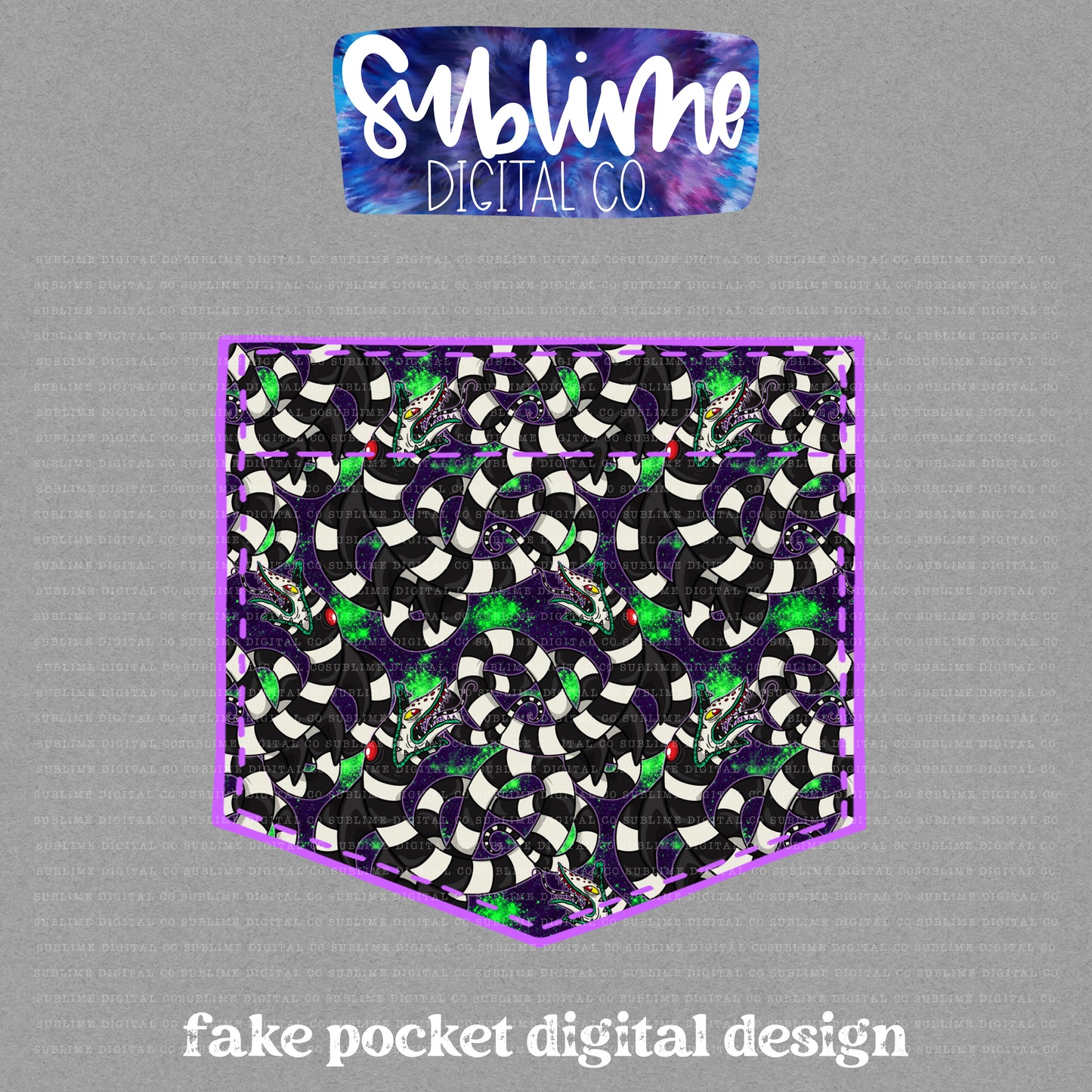 Spooky Worm • Fake Pocket • Instant Download • Sublimation Design
