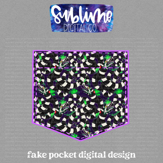 Spooky Worm • Fake Pocket • Instant Download • Sublimation Design