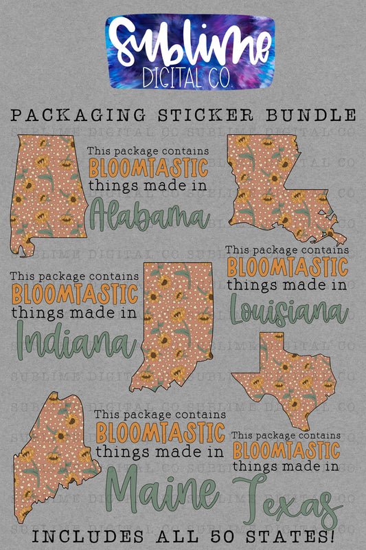 Sunflower States Sticker Bundle | PNG Files | Digital Download