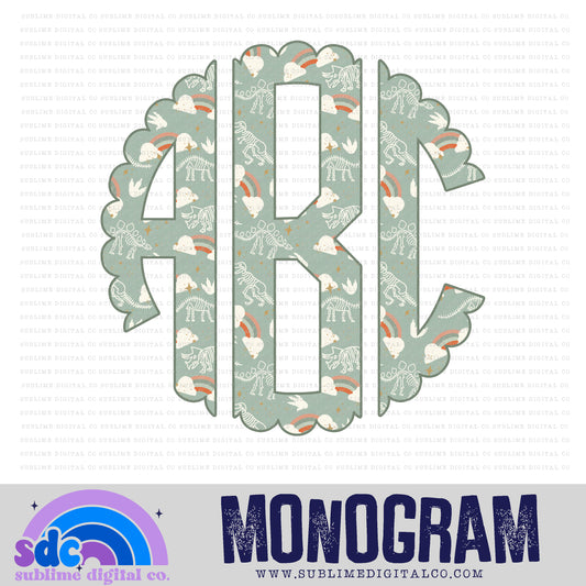 Rainbow Dinosaur Monogram | 26 PNG Files | Digital Download