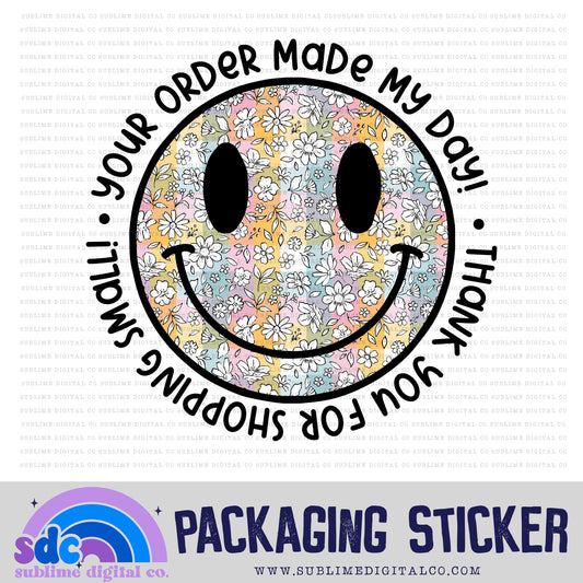 Smiley - Floral Pastel | Print + Cut | Small Business Stickers | Digital Download | PNG File