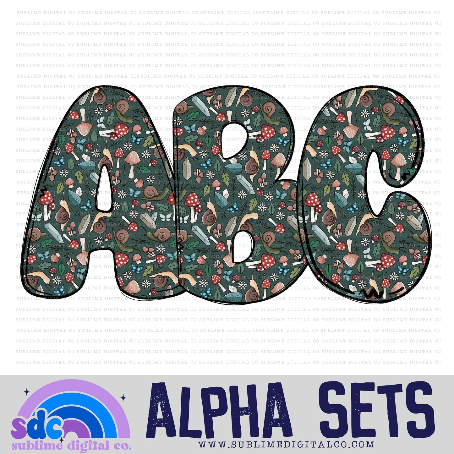 Mushrooms & Snails • Alpha Sets • 26 PNG Files • Digital Download