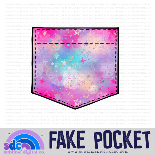 Neon Pink Stars • Fake Pocket • Instant Download • Sublimation Design
