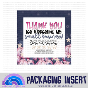 Pink Pumpkins Thank You • Leave A Review • Packaging Insert • Instant Download