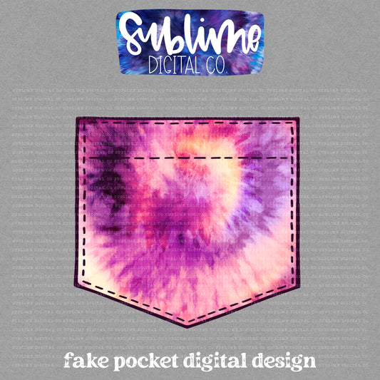 Pink Tie Dye • Fake Pocket • Instant Download • Sublimation Design