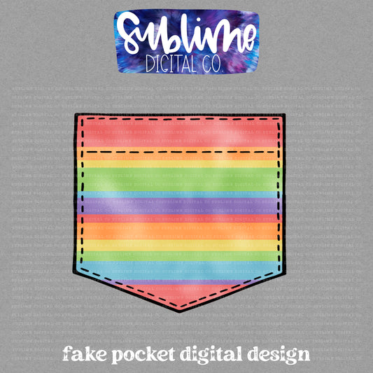 Distressed Rainbow • Pride • Fake Pocket • Instant Download • Sublimation Design