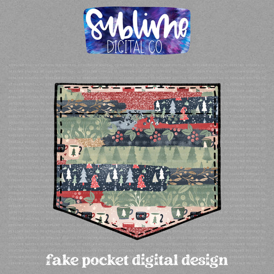 Christmas Brushstrokes 3 • Fake Pocket • Instant Download • Sublimation Design