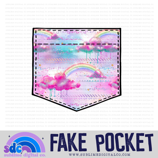 Neon Pink Rainbow • Fake Pocket • Instant Download • Sublimation Design