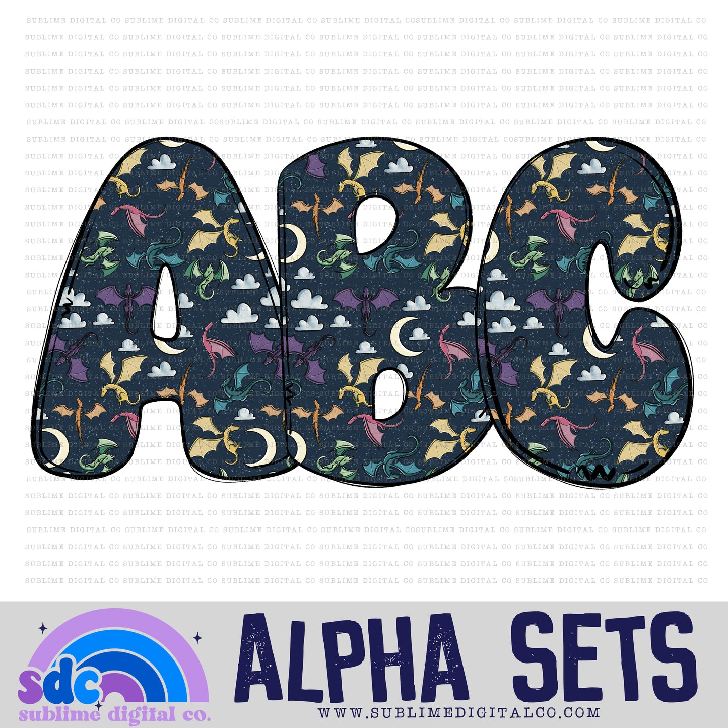 Night Dragons • Alpha Sets • 26 PNG Files • Digital Download