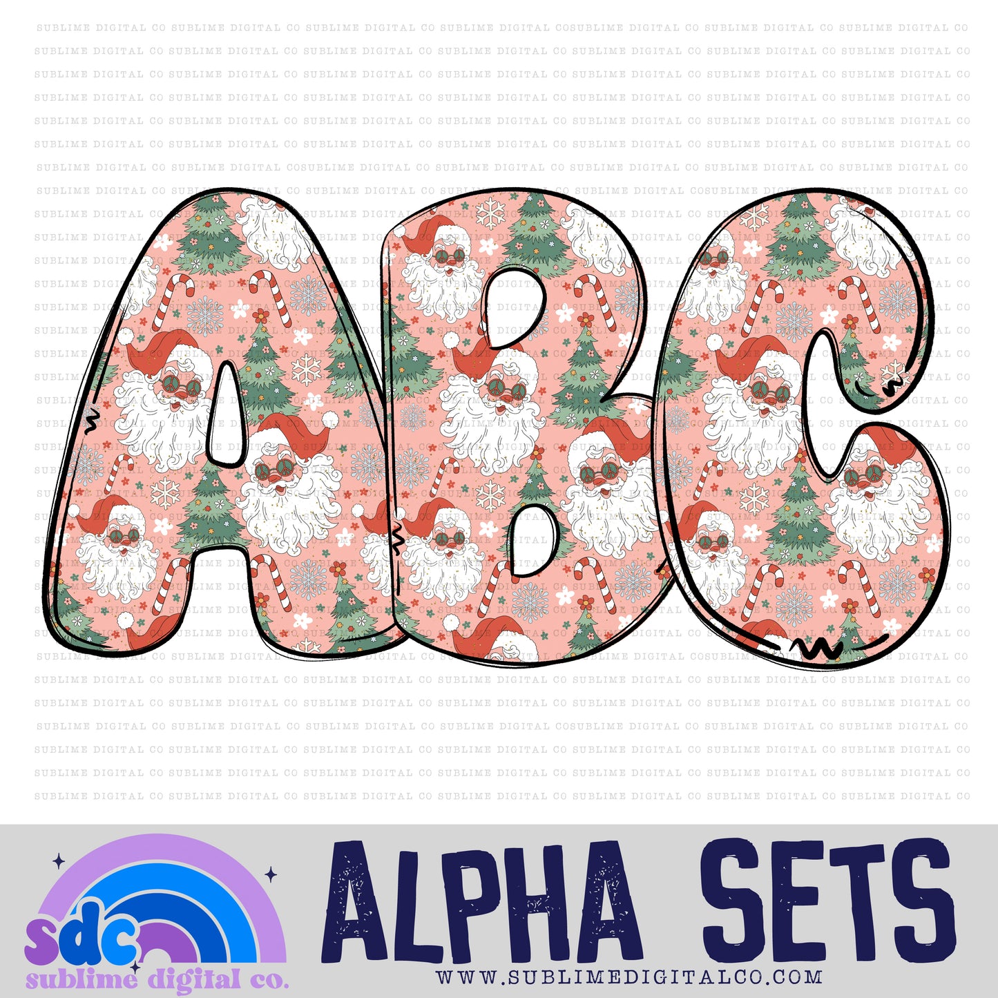 Retro Santa • Alpha Sets • 26 PNG Files • Digital Download