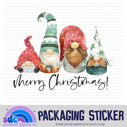 Merry Christmas - Christmas Gnomes | Print + Cut | Small Business Stickers | Digital Download | PNG File