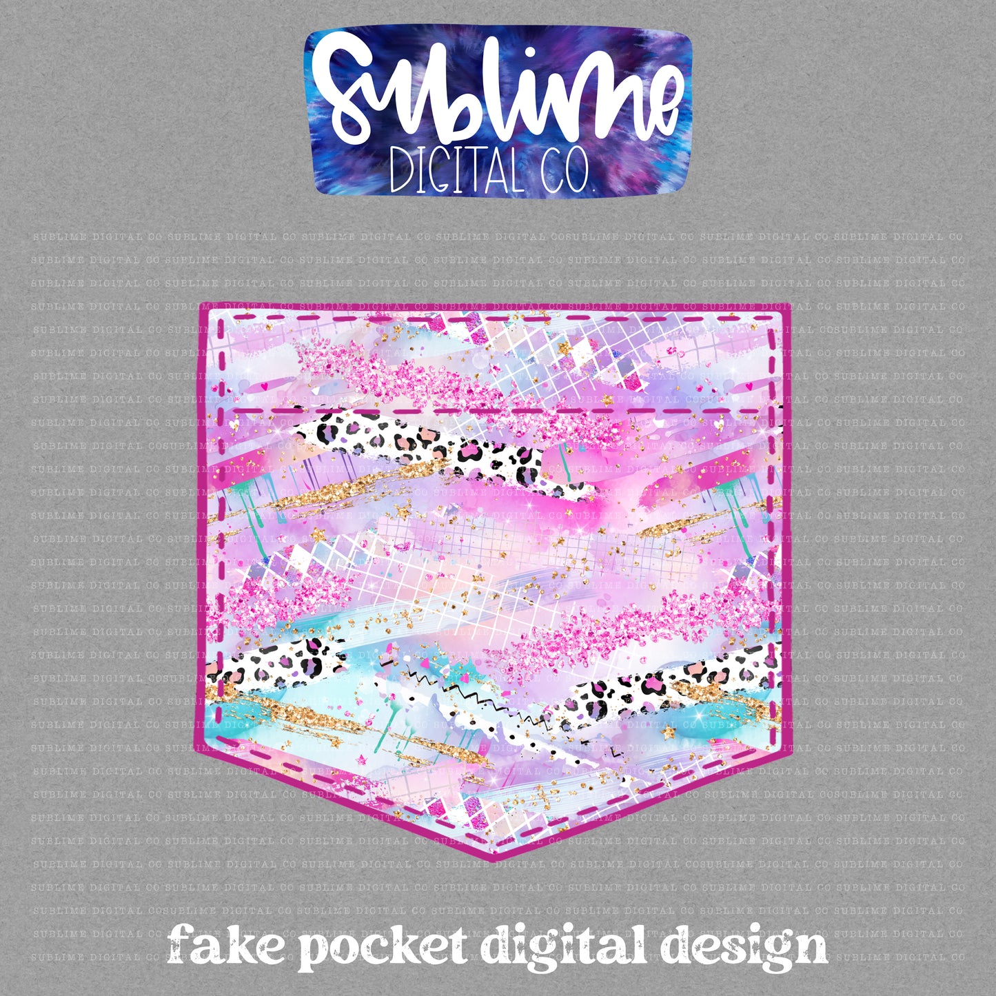 Pink Abstract • Fake Pocket • Instant Download • Sublimation Design