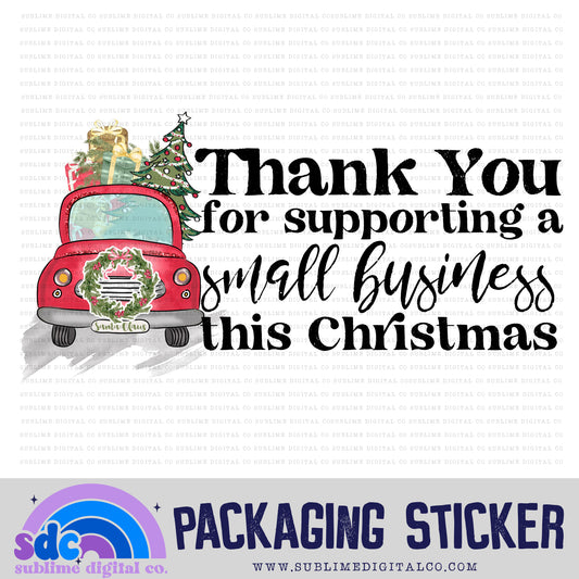 Thank You - Christmas Truck | Print + Cut | Small Business Stickers | Digital Download | PNG File