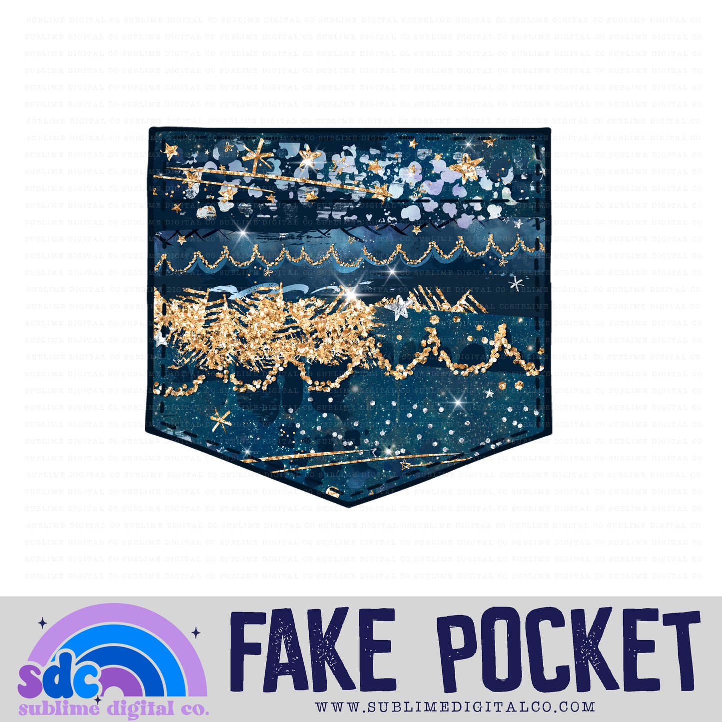 Navy Abstract • Fake Pocket • Instant Download • Sublimation Design
