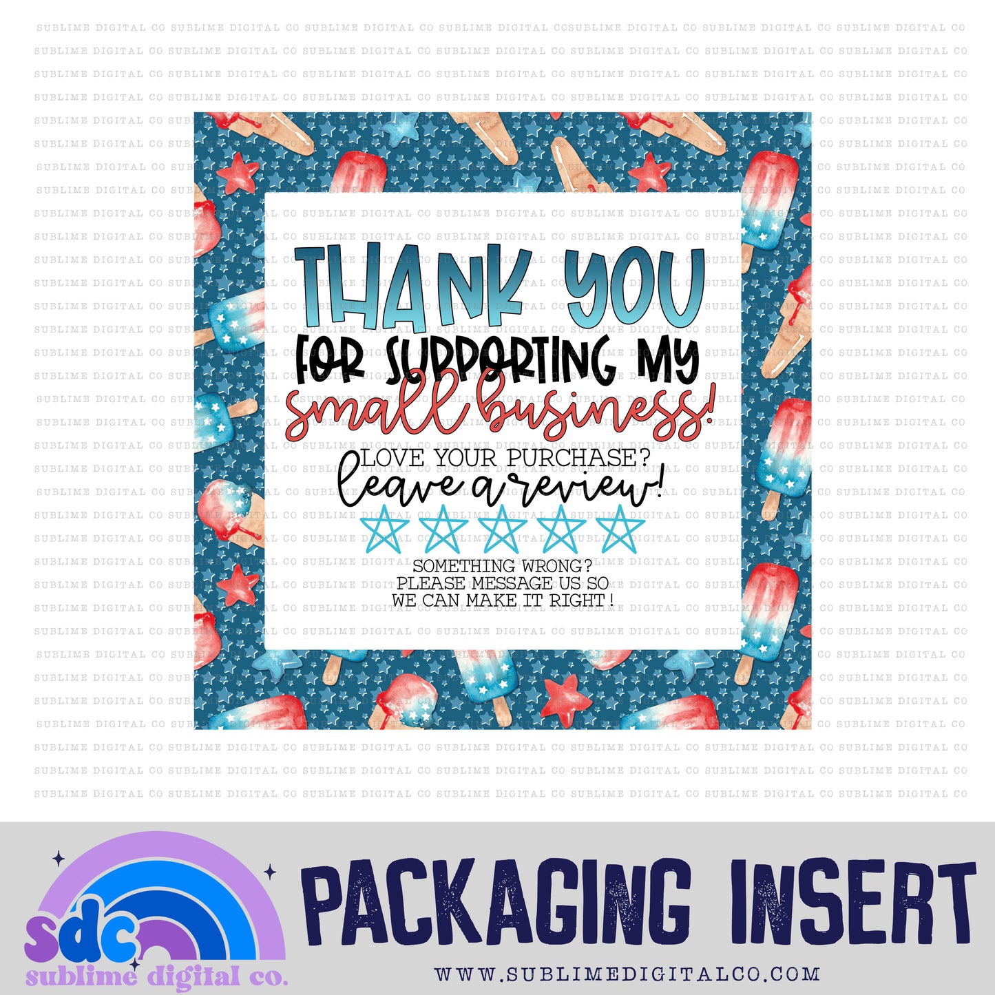 Patriotic Popsicles Thank You • Leave A Review • Packaging Insert • Instant Download