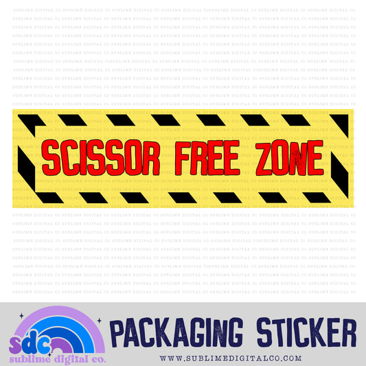 Scissor Free Zone | Print + Cut | Small Business Stickers | Digital Download | PNG File