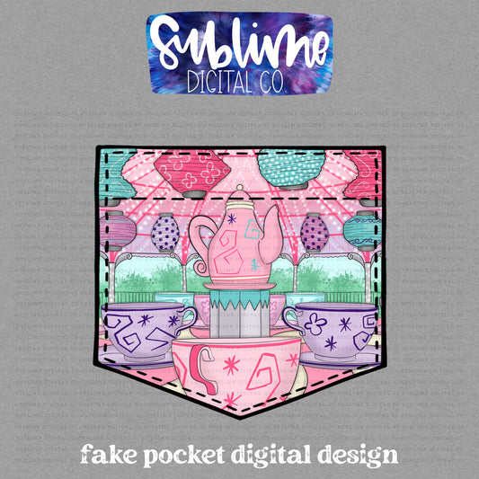 Tea Cups • Fake Pocket • Instant Download • Sublimation Design